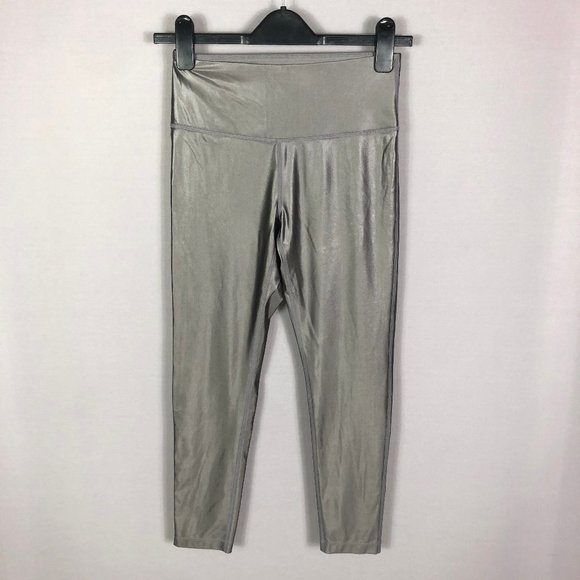 Zella Shiny Gray Leggins Size Small - Picture 1 of 7